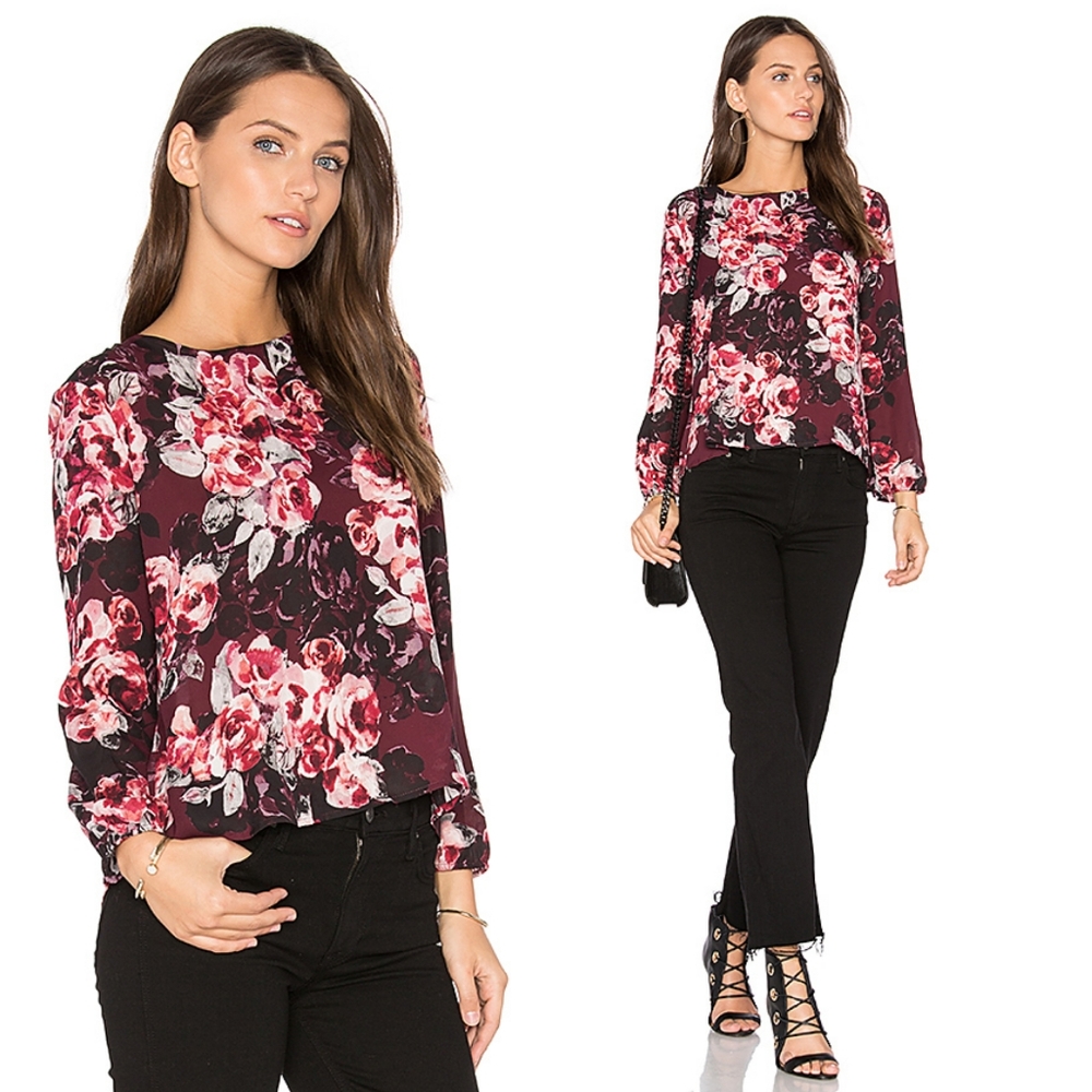 ANTHROPOLOGIE Cupcakes And Cashmere Bentley Floral Button Top EUC sz S